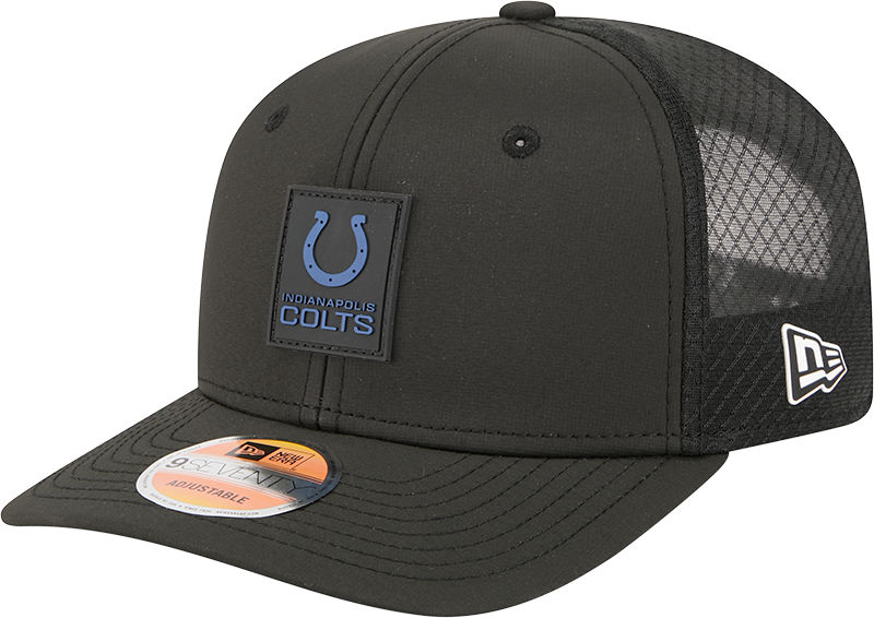 Men's Indianapolis Colts New Era Black 2025 Sideline 9SEVENTY Trucker Adjustable Hat - Pro Jersey Sports