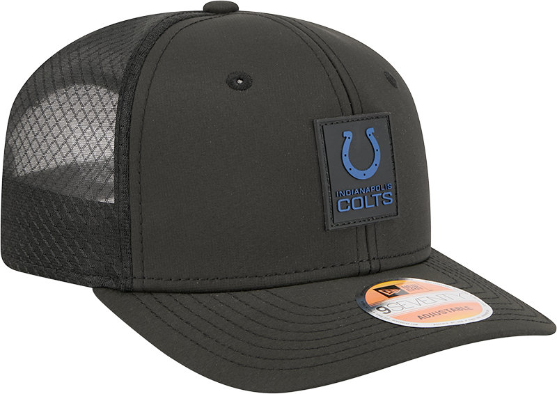 Men's Indianapolis Colts New Era Black 2025 Sideline 9SEVENTY Trucker Adjustable Hat - Pro Jersey Sports