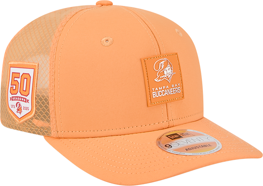 Men's Tampa Bay Buccaneers New Era Orange 2025 Sideline 9SEVENTY Trucker Adjustable Hat - Pro Jersey Sports