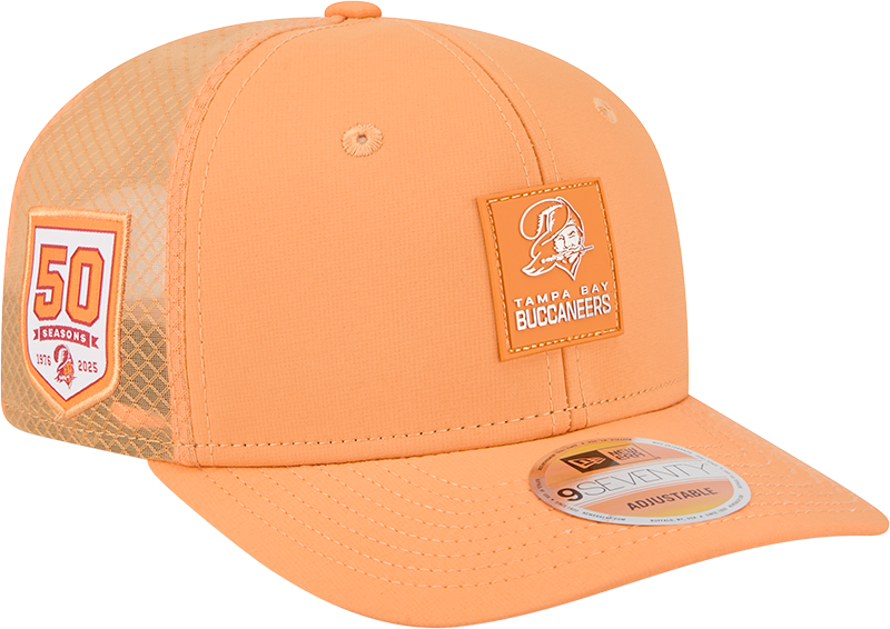 Men's Tampa Bay Buccaneers New Era Orange 2025 Sideline 9SEVENTY Trucker Adjustable Hat - Pro Jersey Sports