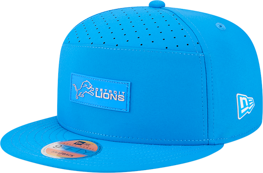 Men's Detroit Lions New Era Blue 2025 Sideline Split Panel 9FIFTY Snapback Hat - Pro Jersey Sports