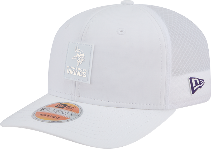 Men's Minnesota Vikings New Era White 2025 Sideline 9SEVENTY Trucker Adjustable Hat - Pro Jersey Sports