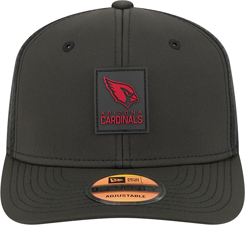 Men's Arizona Cardinals New Era Black 2025 Sideline 9SEVENTY Trucker Adjustable Hat - Pro Jersey Sports