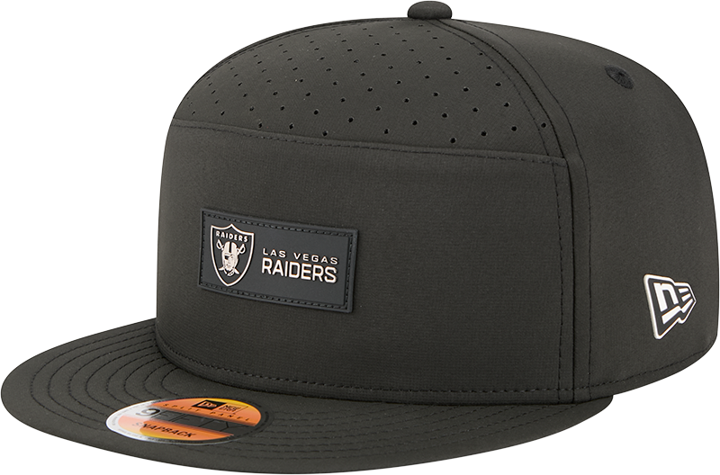 Men's Las Vegas Raiders New Era Black 2025 Sideline Split Panel 9FIFTY Snapback Hat - Pro Jersey Sports