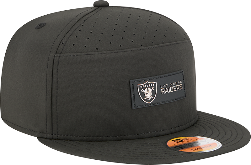 Men's Las Vegas Raiders New Era Black 2025 Sideline Split Panel 9FIFTY Snapback Hat - Pro Jersey Sports