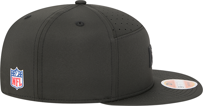 Men's Las Vegas Raiders New Era Black 2025 Sideline Split Panel 9FIFTY Snapback Hat - Pro Jersey Sports