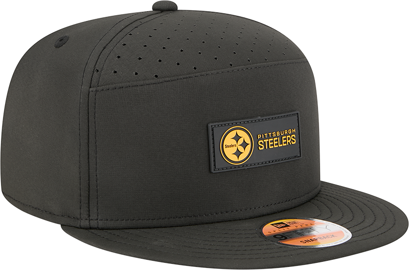 Men's Pittsburgh Steelers New Era Black 2025 Sideline Split Panel 9FIFTY Snapback Hat - Pro Jersey Sports