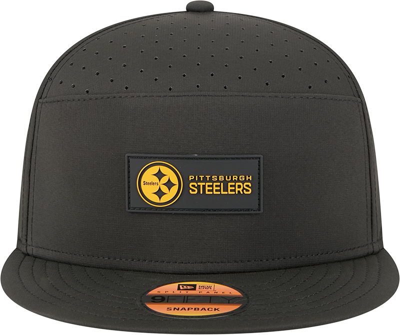 Men's Pittsburgh Steelers New Era Black 2025 Sideline Split Panel 9FIFTY Snapback Hat - Pro Jersey Sports