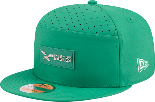 Men's Philadelphia Eagles New Era Kelly Green 2025 Sideline Split Panel 9FIFTY Snapback Hat - Pro Jersey Sports