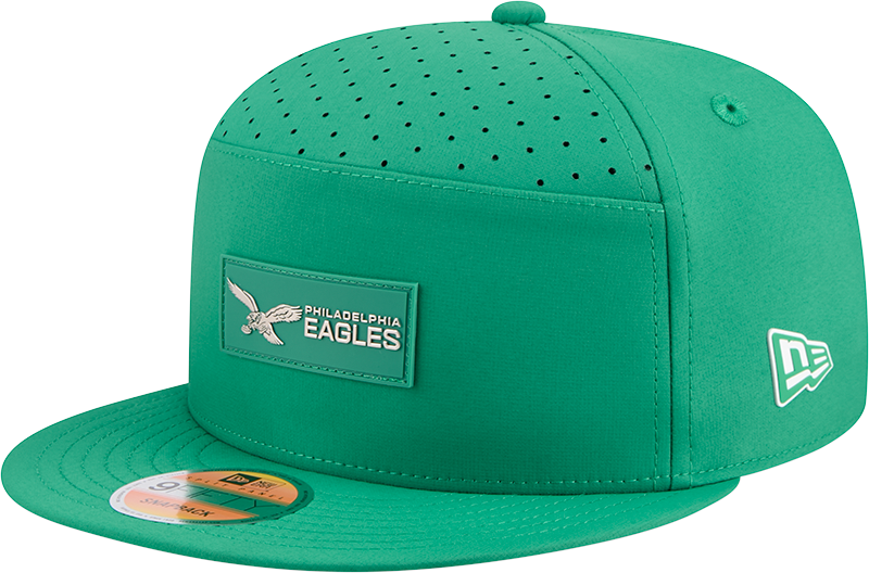 Men's Philadelphia Eagles New Era Kelly Green 2025 Sideline Split Panel 9FIFTY Snapback Hat - Pro Jersey Sports