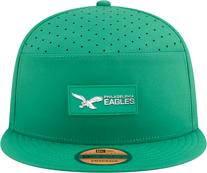 Men's Philadelphia Eagles New Era Kelly Green 2025 Sideline Split Panel 9FIFTY Snapback Hat - Pro Jersey Sports