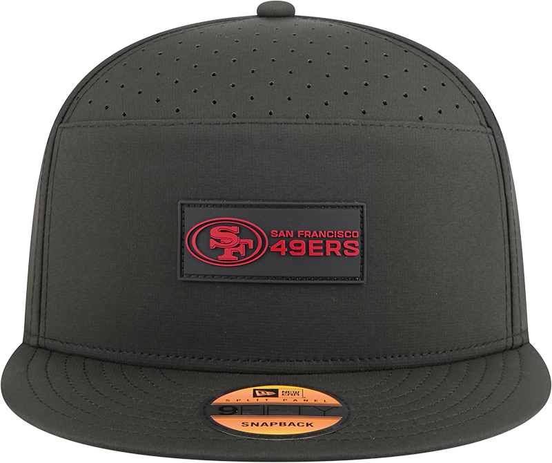 Men's San Francisco 49ers New Era Black 2025 Sideline Split Panel 9FIFTY Snapback Hat - Pro Jersey Sports