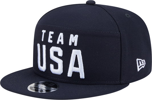 Team USA Olympics New Era Navy Split Panel 9FIFTY Adjustable Snapback Hat - Pro Jersey Sports