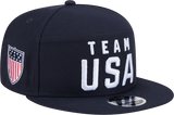 Team USA Olympics New Era Navy Split Panel 9FIFTY Adjustable Snapback Hat - Pro Jersey Sports