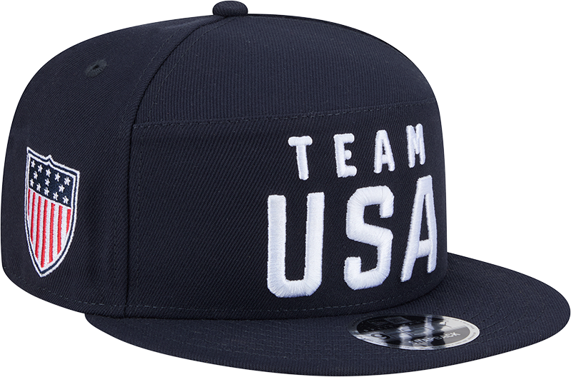 Team USA Olympics New Era Navy Split Panel 9FIFTY Adjustable Snapback Hat - Pro Jersey Sports