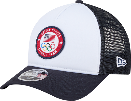 Team USA New Era Olympic 9FORTY A-Frame M-Crown Trucker Adjustable Hat - Pro Jersey Sports