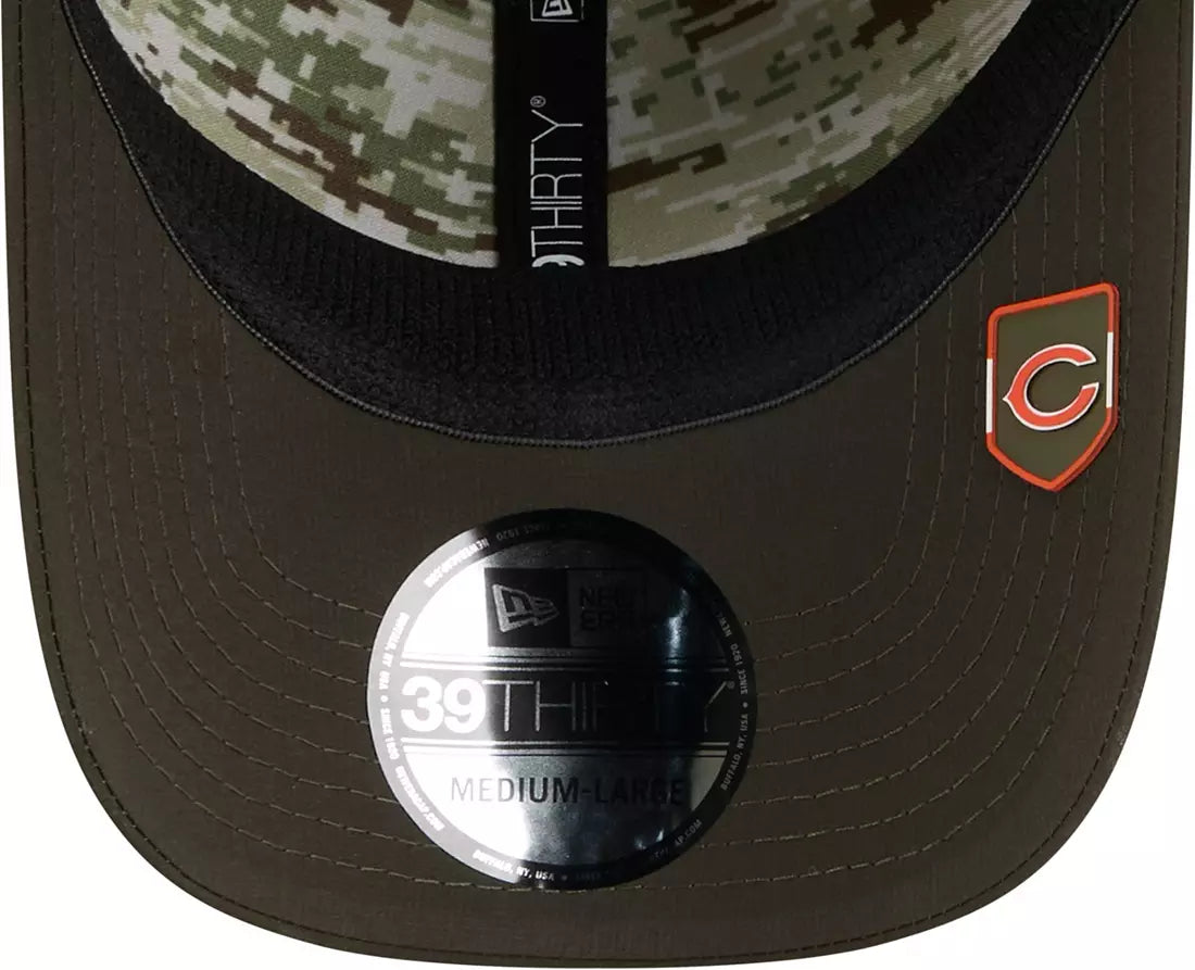 Men's New Era Green Chicago Bears 2025 Salute to Service 39THIRTY Flex Hat-C Logo