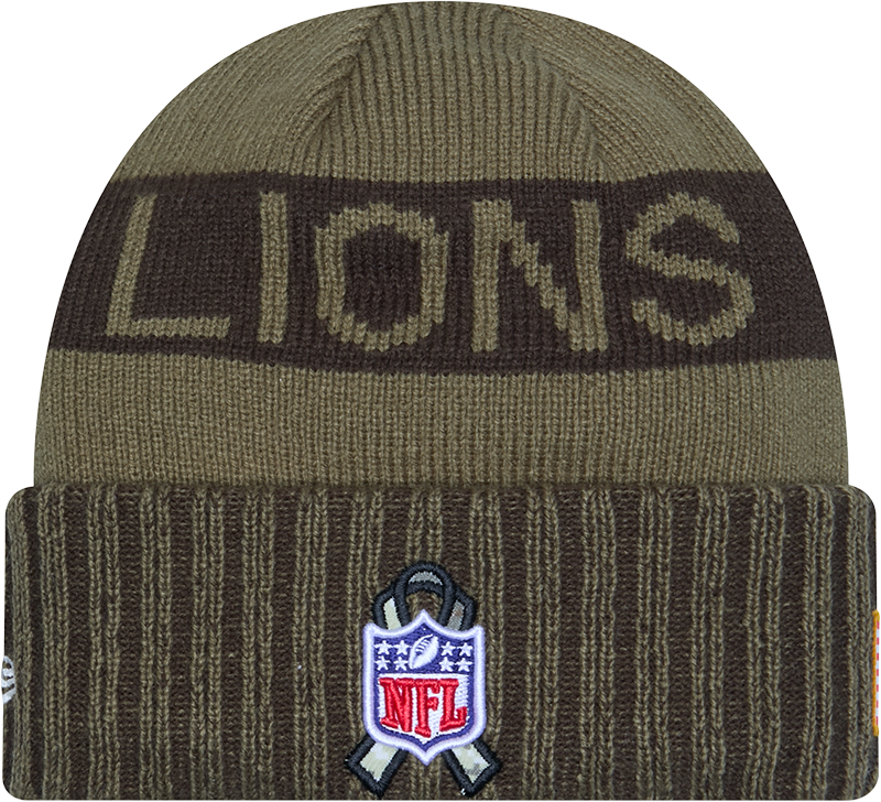 Detroit Lions New Era Green 2025 NFL Sideline Salute To Service Cuffed Knit Hat - Pro Jersey Sports