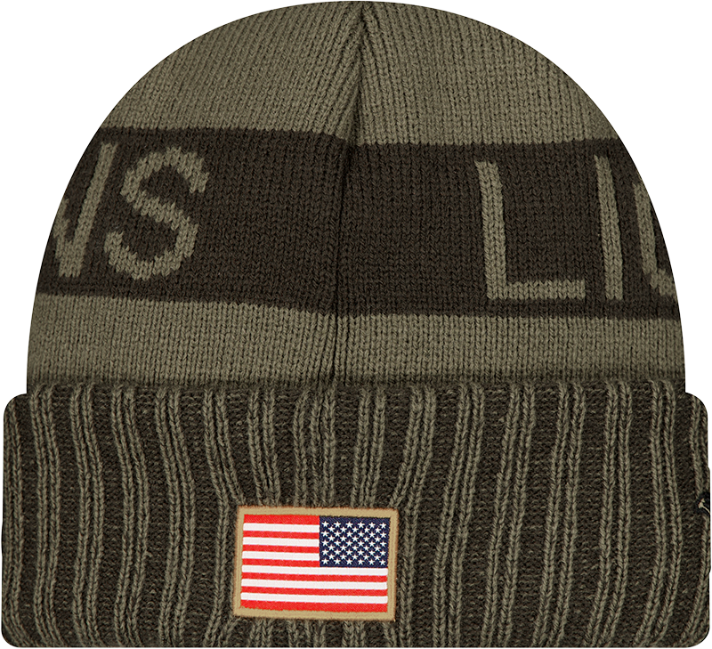 Detroit Lions New Era Green 2025 NFL Sideline Salute To Service Cuffed Knit Hat - Pro Jersey Sports