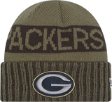 Green Bay Packers New Era Green 2025 NFL Sideline Salute To Service Cuffed Knit Hat - Pro Jersey Sports
