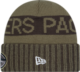 Green Bay Packers New Era Green 2025 NFL Sideline Salute To Service Cuffed Knit Hat - Pro Jersey Sports