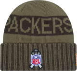Green Bay Packers New Era Green 2025 NFL Sideline Salute To Service Cuffed Knit Hat - Pro Jersey Sports