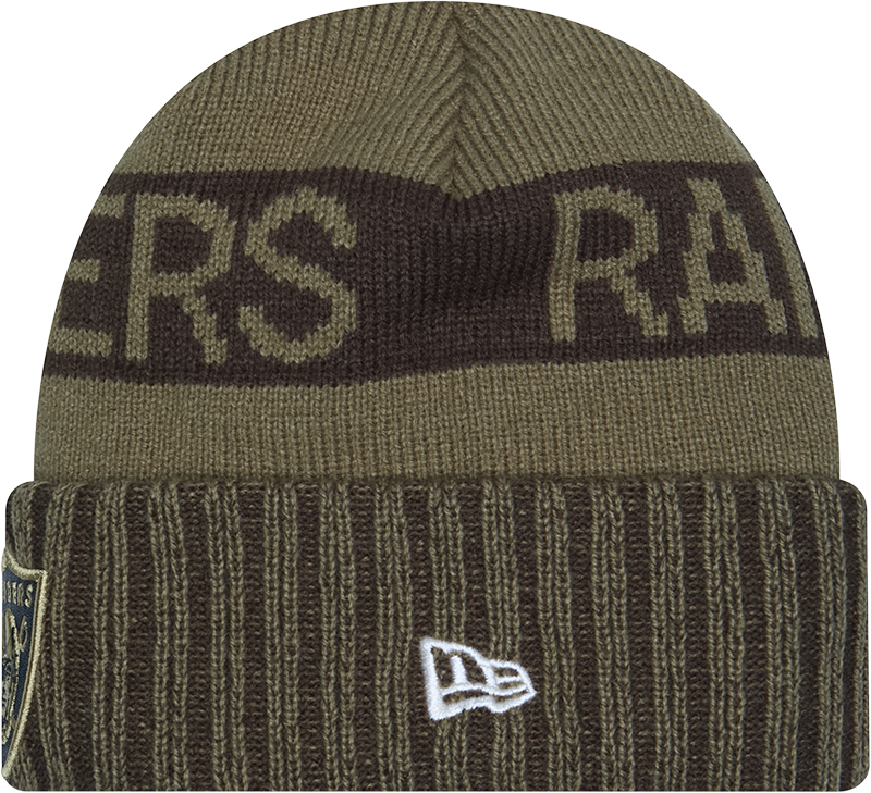 Las Vegas Raiders New Era Green 2025 NFL Sideline Salute To Service Cuffed Knit Hat - Pro Jersey Sports