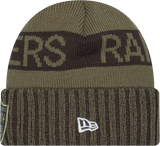 Las Vegas Raiders New Era Green 2025 NFL Sideline Salute To Service Cuffed Knit Hat - Pro Jersey Sports