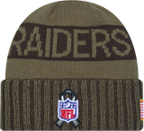 Las Vegas Raiders New Era Green 2025 NFL Sideline Salute To Service Cuffed Knit Hat - Pro Jersey Sports