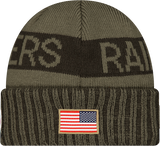 Las Vegas Raiders New Era Green 2025 NFL Sideline Salute To Service Cuffed Knit Hat - Pro Jersey Sports