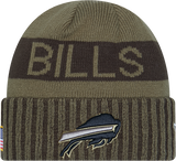 Buffalo Bills New Era Green 2025 NFL Sideline Salute To Service Cuffed Knit Hat - Pro Jersey Sports