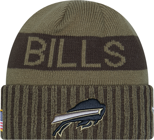 Buffalo Bills New Era Green 2025 NFL Sideline Salute To Service Cuffed Knit Hat - Pro Jersey Sports