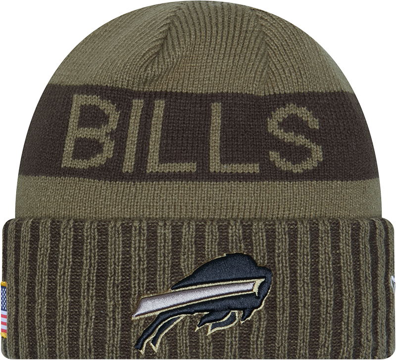 Buffalo Bills New Era Green 2025 NFL Sideline Salute To Service Cuffed Knit Hat - Pro Jersey Sports