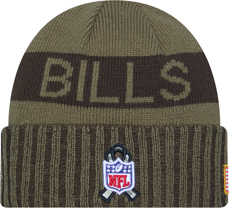 Buffalo Bills New Era Green 2025 NFL Sideline Salute To Service Cuffed Knit Hat - Pro Jersey Sports