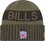 Buffalo Bills New Era Green 2025 NFL Sideline Salute To Service Cuffed Knit Hat - Pro Jersey Sports