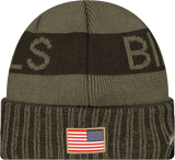 Buffalo Bills New Era Green 2025 NFL Sideline Salute To Service Cuffed Knit Hat - Pro Jersey Sports