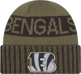 Cincinnati Bengals New Era Green 2025 NFL Sideline Salute To Service Cuffed Knit Hat - Pro Jersey Sports