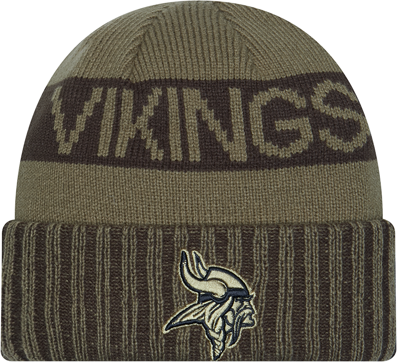 Minnesota Vikings New Era Green 2025 NFL Sideline Salute To Service Cuffed Knit Hat - Pro Jersey Sports