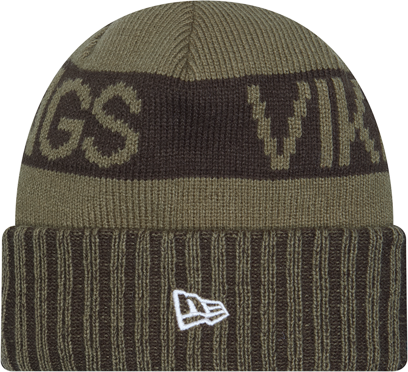 Minnesota Vikings New Era Green 2025 NFL Sideline Salute To Service Cuffed Knit Hat - Pro Jersey Sports