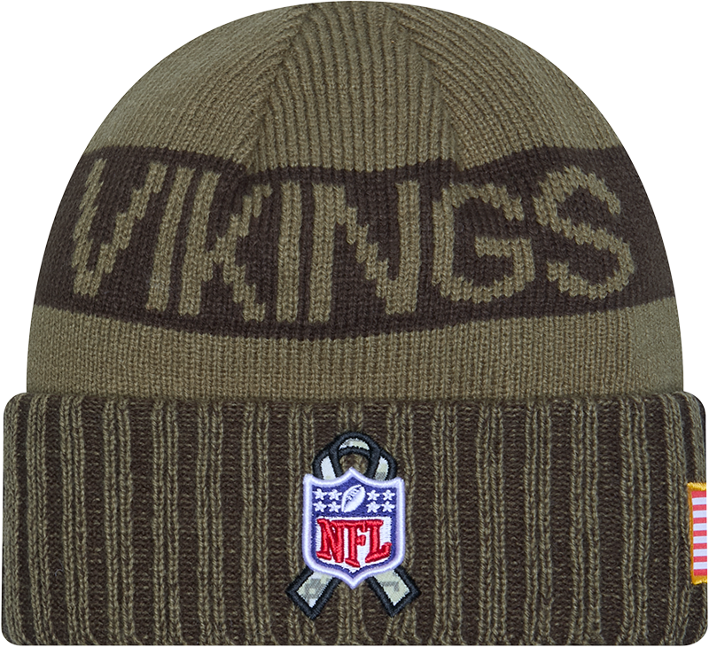 Minnesota Vikings New Era Green 2025 NFL Sideline Salute To Service Cuffed Knit Hat - Pro Jersey Sports