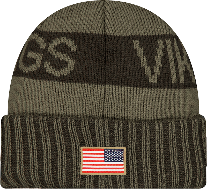 Minnesota Vikings New Era Green 2025 NFL Sideline Salute To Service Cuffed Knit Hat - Pro Jersey Sports