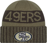 San Francisco 49ers New Era Green 2025 NFL Sideline Salute To Service Cuffed Knit Hat - Pro Jersey Sports