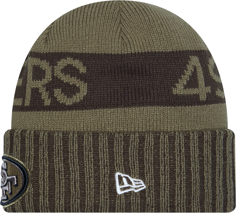 San Francisco 49ers New Era Green 2025 NFL Sideline Salute To Service Cuffed Knit Hat - Pro Jersey Sports