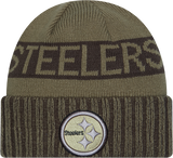 Pittsburgh Steelers New Era Green 2025 NFL Sideline Salute To Service Cuffed Knit Hat - Pro Jersey Sports