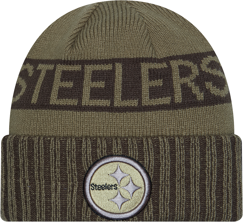 Pittsburgh Steelers New Era Green 2025 NFL Sideline Salute To Service Cuffed Knit Hat - Pro Jersey Sports