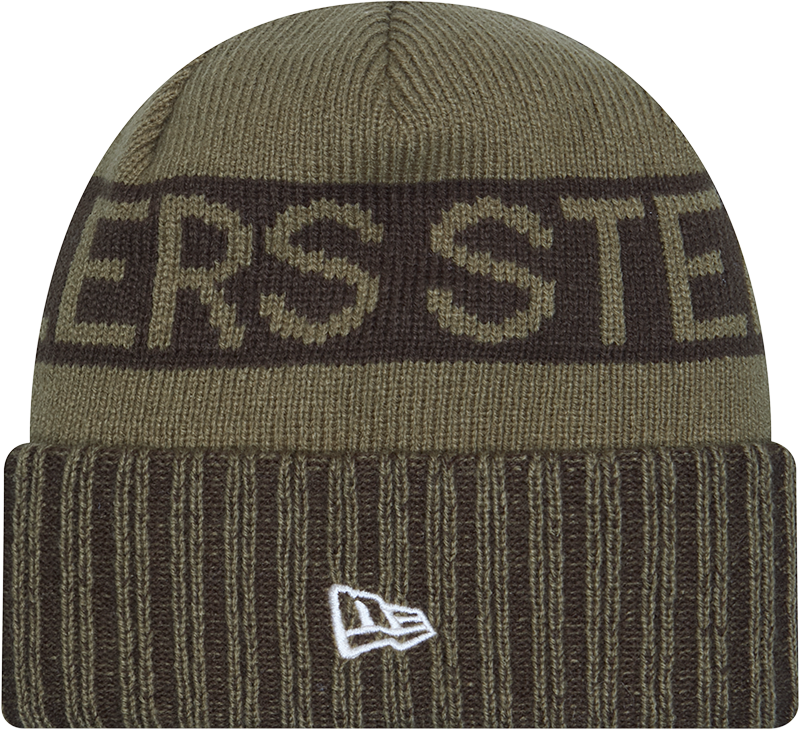 Pittsburgh Steelers New Era Green 2025 NFL Sideline Salute To Service Cuffed Knit Hat - Pro Jersey Sports