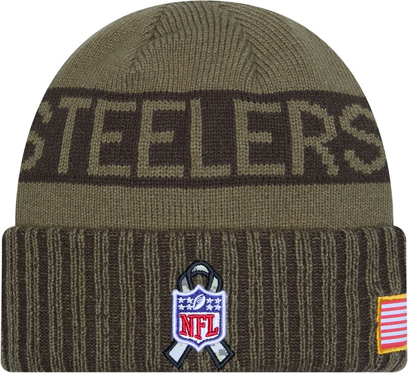 Pittsburgh Steelers New Era Green 2025 NFL Sideline Salute To Service Cuffed Knit Hat - Pro Jersey Sports