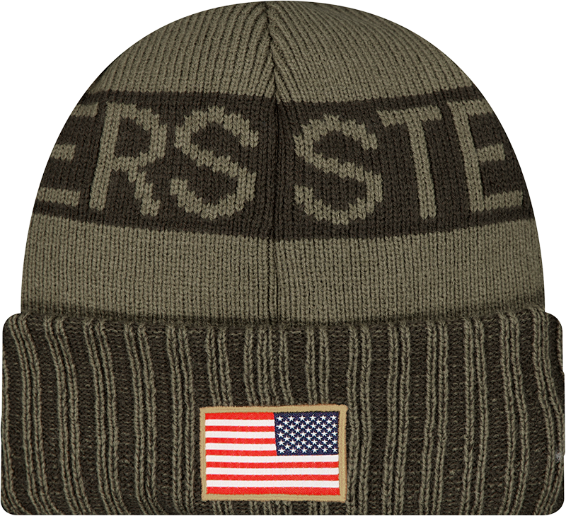 Pittsburgh Steelers New Era Green 2025 NFL Sideline Salute To Service Cuffed Knit Hat - Pro Jersey Sports