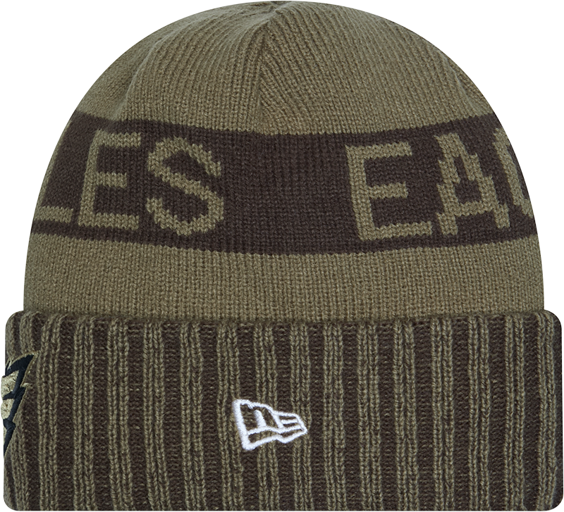 Philadelphia Eagles New Era Green 2025 NFL Sideline Salute To Service Cuffed Knit Hat - Pro Jersey Sports