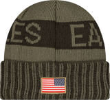 Philadelphia Eagles New Era Green 2025 NFL Sideline Salute To Service Cuffed Knit Hat - Pro Jersey Sports
